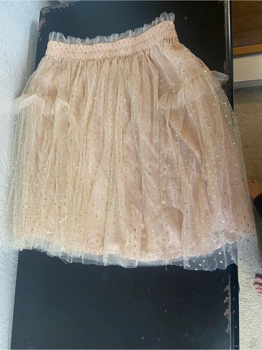 Zara Girls Peach Tulle Skirt with Gold Sequins